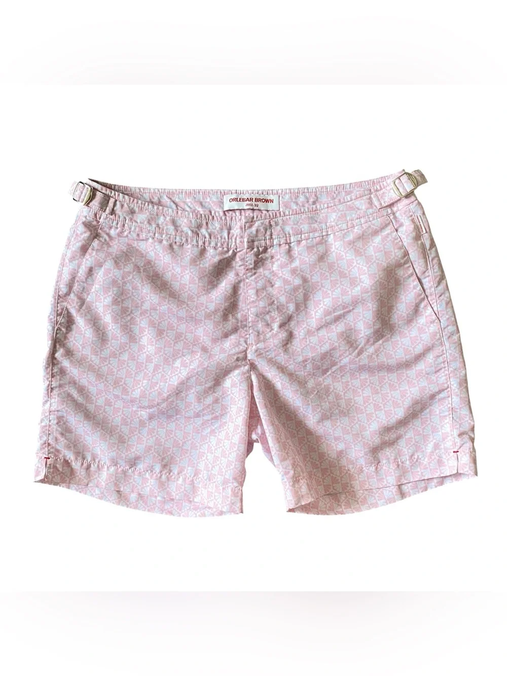 Orlebar Brown Bulldog Otaru Swim Shorts 32 SS23 Pink Geometric Print Fasteners